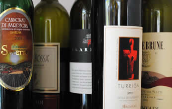 Sardinia wine bottles