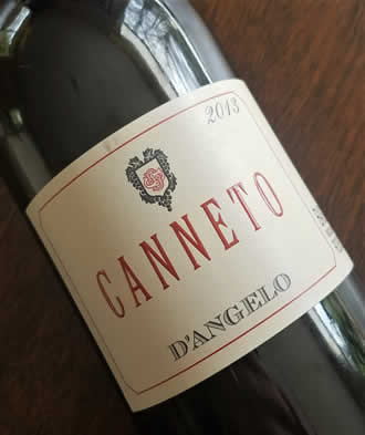 2013 "Canneto" Aglianico del Vulture from the D'Angelo winery in Basilicata.
