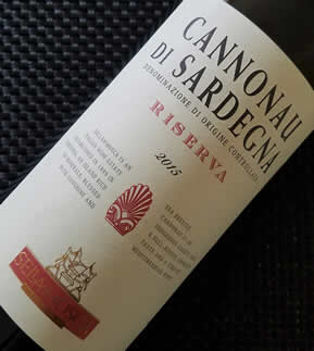 2015 Cannonau de Sardegna from the Sella and Mosca winery in Sardinia