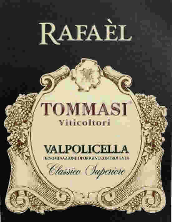 2016 "Rafael" Valpolcella Classico Superiore from the Tommasi winery in the Veneto